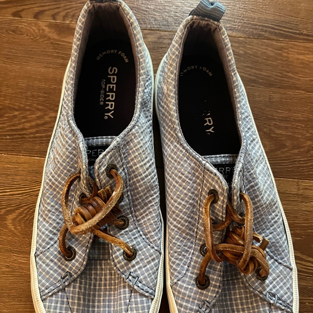 Sperry Men's Light Blue Checkered Boat Shoes